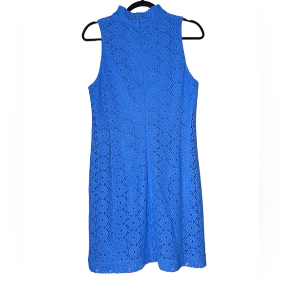 Lilly Pulitzer Blue Crochet Lace Sleeveless Fit Shift Dress Women’s Large Lined - Picture 2 of 7